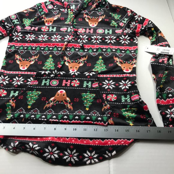 No Bo Junior's Christmas Plush Hooded Pullover Deer Ho Ho Size Sm 3-5 Black New - Picture 10 of 16
